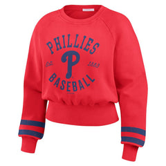 Philadelphia Phillies WEAR by Erin Andrews Women's Vintage Washed Cropped Pullover Sweatshirt - MLB Pullover