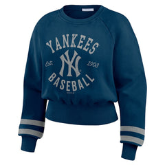 New York Yankees WEAR by Erin Andrews Women's Vintage Washed Cropped Pullover Sweatshirt - MLB Pullover