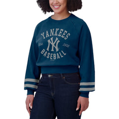New York Yankees WEAR by Erin Andrews Women's Vintage Washed Cropped Pullover Sweatshirt - MLB Pullover