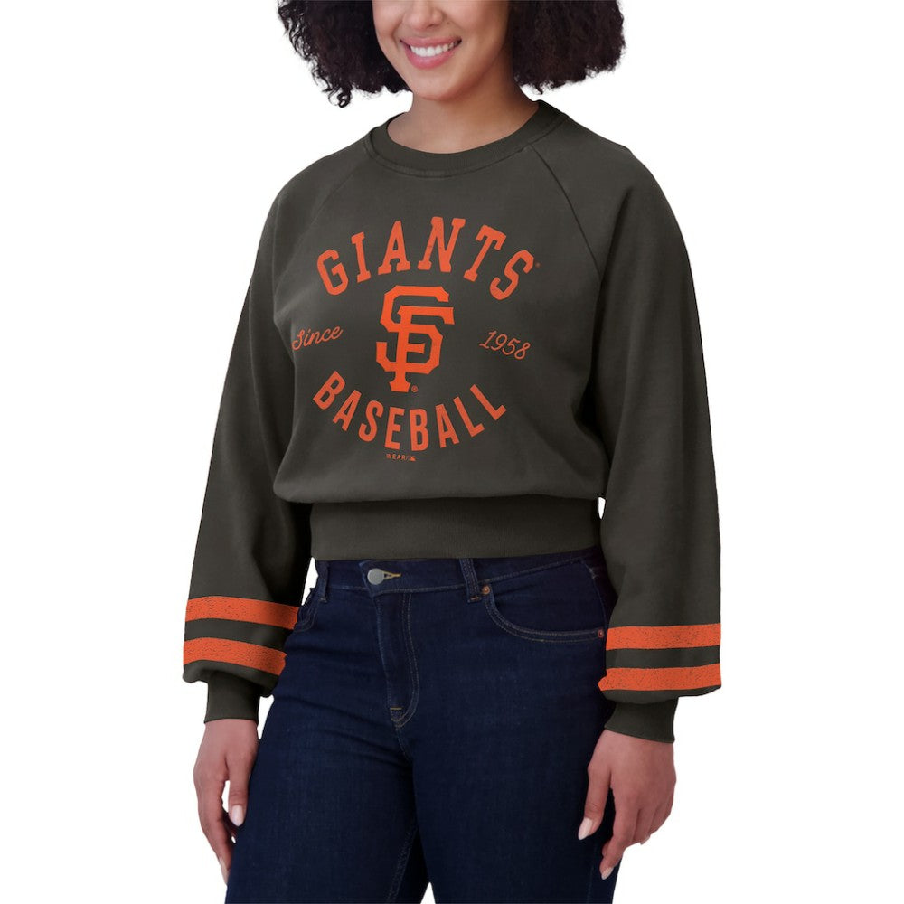 San Francisco Giants WEAR by Erin Andrews Women's Vintage Washed Cropped Pullover Sweatshirt - MLB Pullover