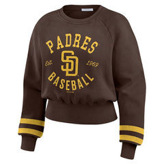 San Diego Padres WEAR by Erin Andrews Women's Vintage Washed Cropped Pullover Sweatshirt - MLB Pullover