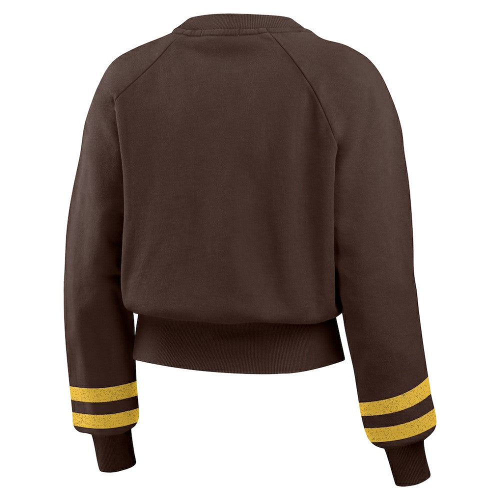 San Diego Padres WEAR by Erin Andrews Women's Vintage Washed Cropped Pullover Sweatshirt - MLB Pullover