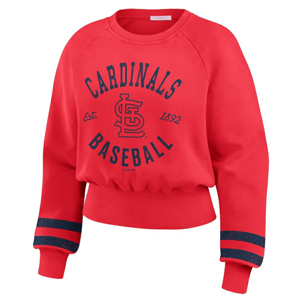 St. Louis Cardinals WEAR by Erin Andrews Women's Vintage Washed Cropped Pullover Sweatshirt - MLB Pullover