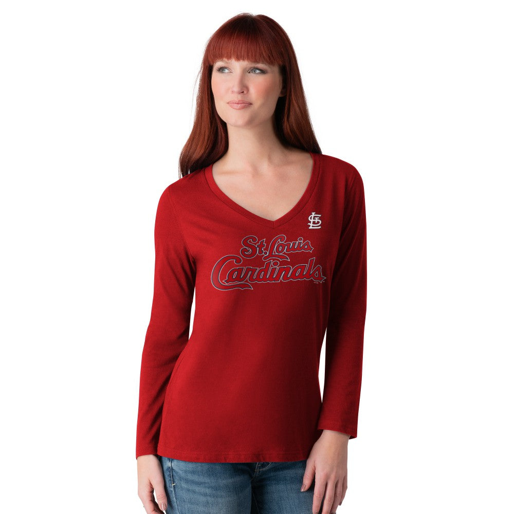St. Louis Cardinals G-III 4Her by Carl Banks Women's Post Season Long Sleeve V-Neck T-Shirt - MLB T-shirts