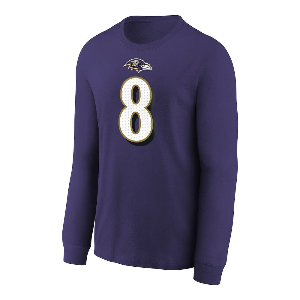 Baltimore Ravens Lamar Jackson  Youth Player Name & Number Long Sleeve T-Shirt | NFL Hot