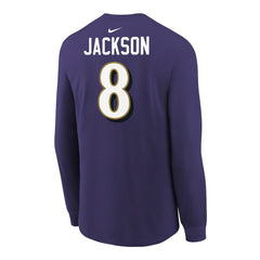 Baltimore Ravens Lamar Jackson  Youth Player Name & Number Long Sleeve T-Shirt | NFL Hot