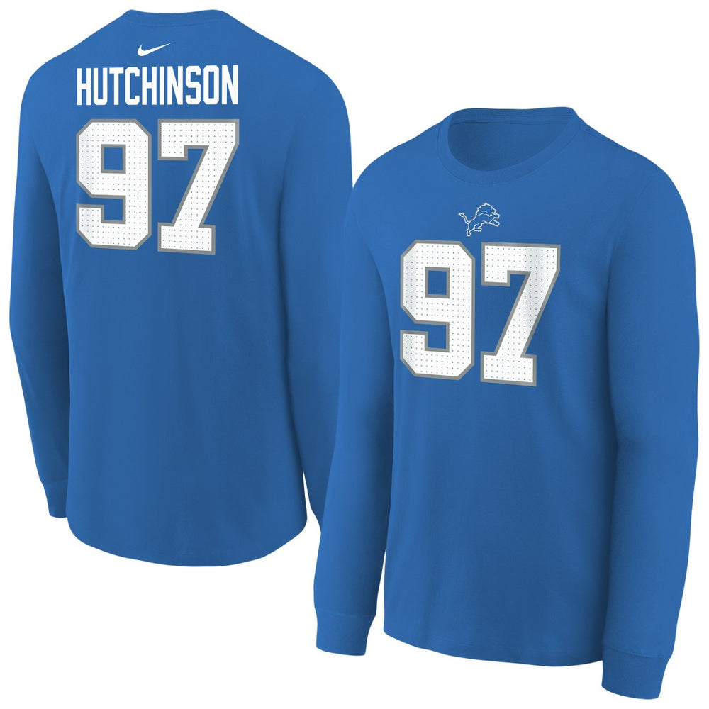 Detroit Lions Aidan Hutchinson  Youth Player Name & Number Long Sleeve T-Shirt | NFL New