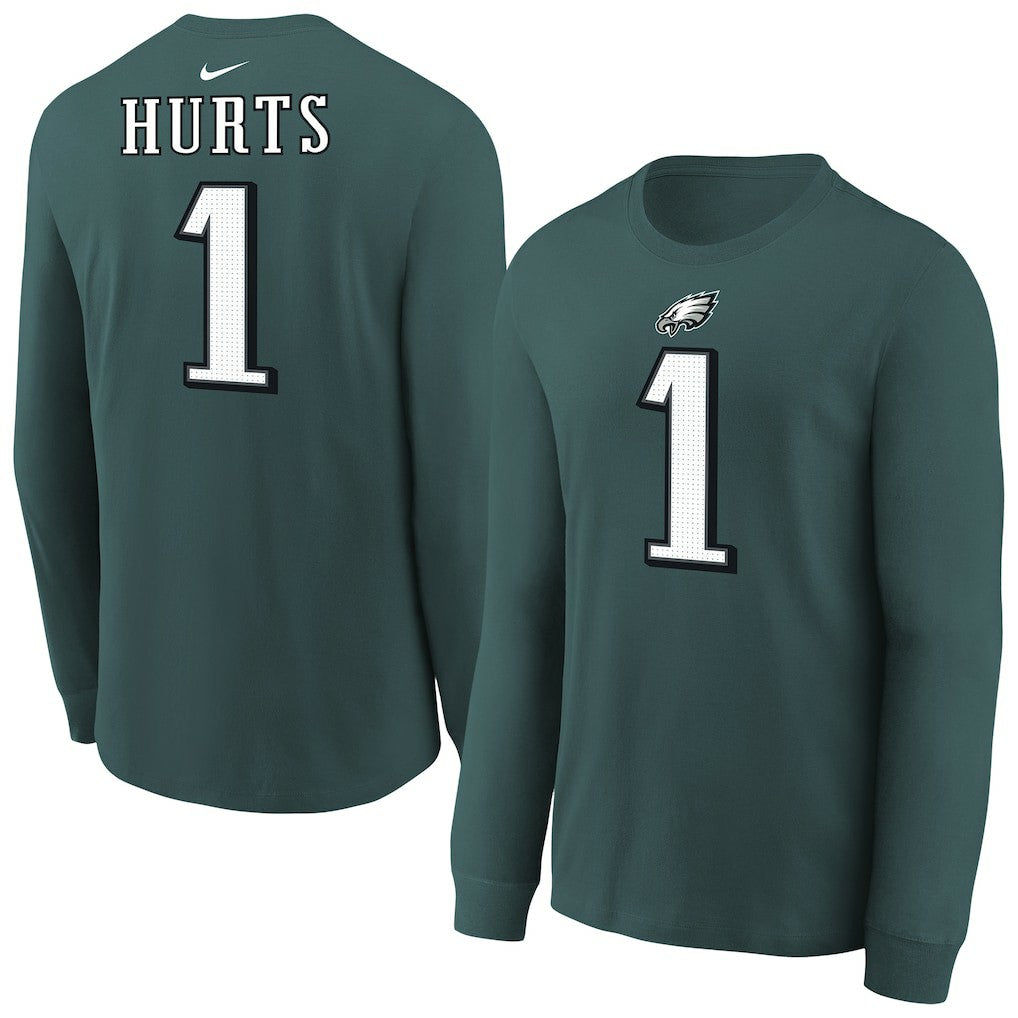 Philadelphia Eagles Jalen Hurts  Youth Player Name & Number Long Sleeve T-Shirt | NFL Online