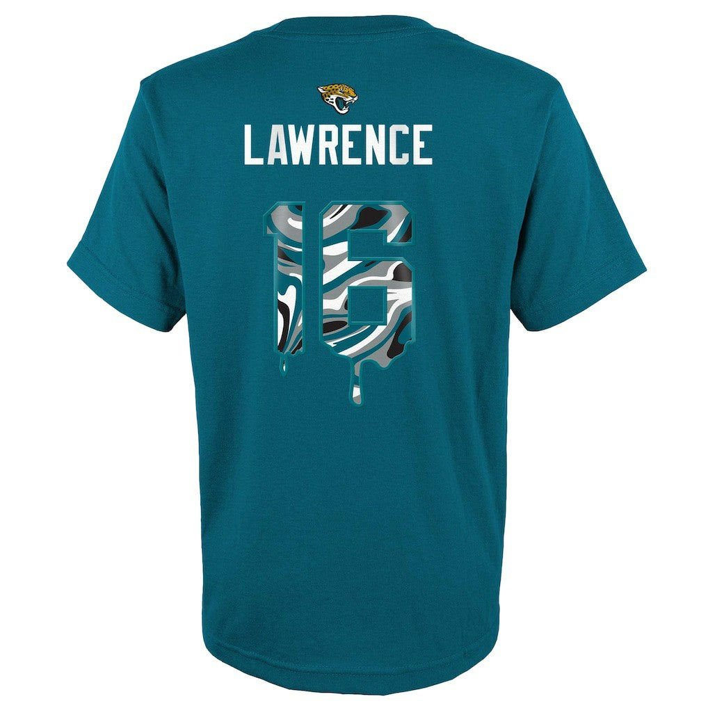 Jacksonville Jaguars Trevor Lawrence  Youth Mainliner Drip Player Name & Number T-Shirt | NFL Discount