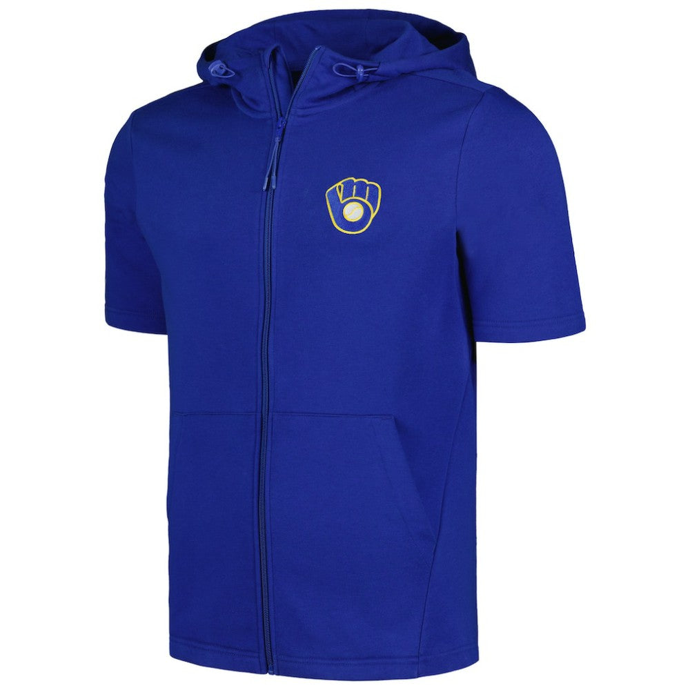 Milwaukee Brewers Levelwear Recruit Short Sleeve Full-Zip Hoodie - MLB Hoodies