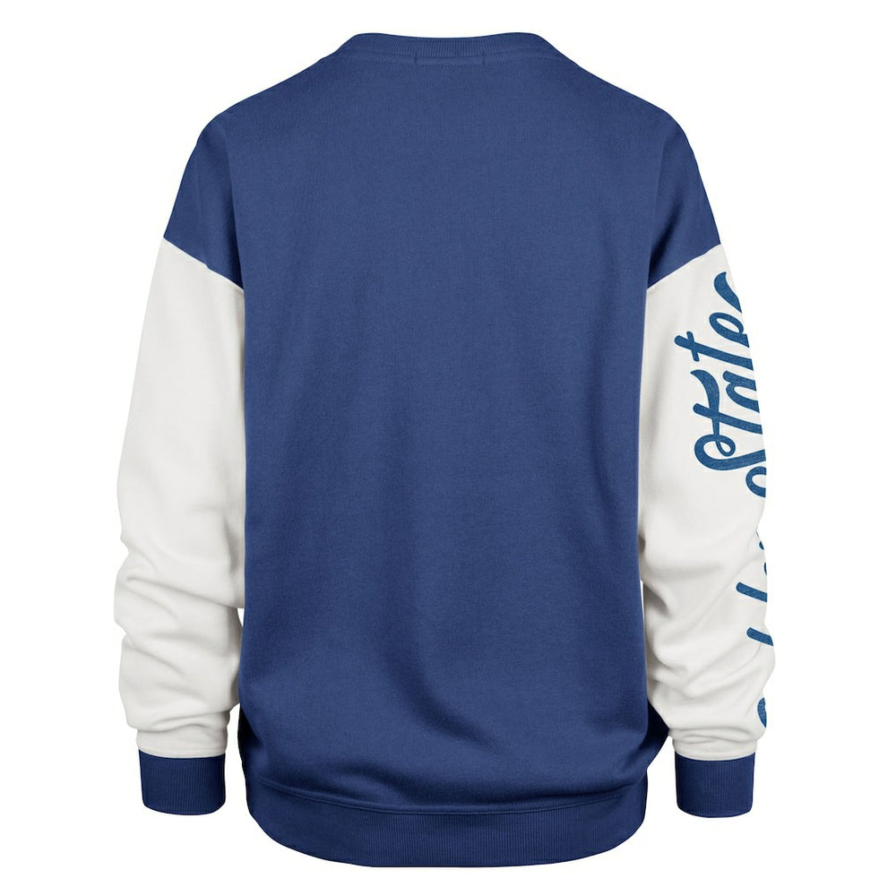 Royal Golden State Warriors '47 Women's Plus Size Oversized Rise Andie Pullover Sweatshirt sale | NBA
