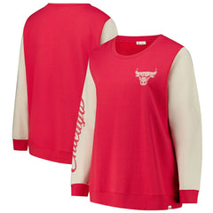 Red Chicago Bulls '47 Women's Plus Size Oversized Rise Andie Pullover Sweatshirt | NBA