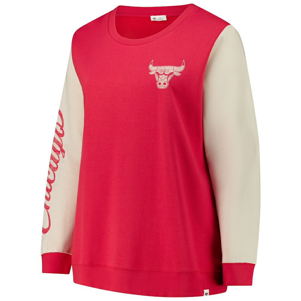 Red Chicago Bulls '47 Women's Plus Size Oversized Rise Andie Pullover Sweatshirt | NBA
