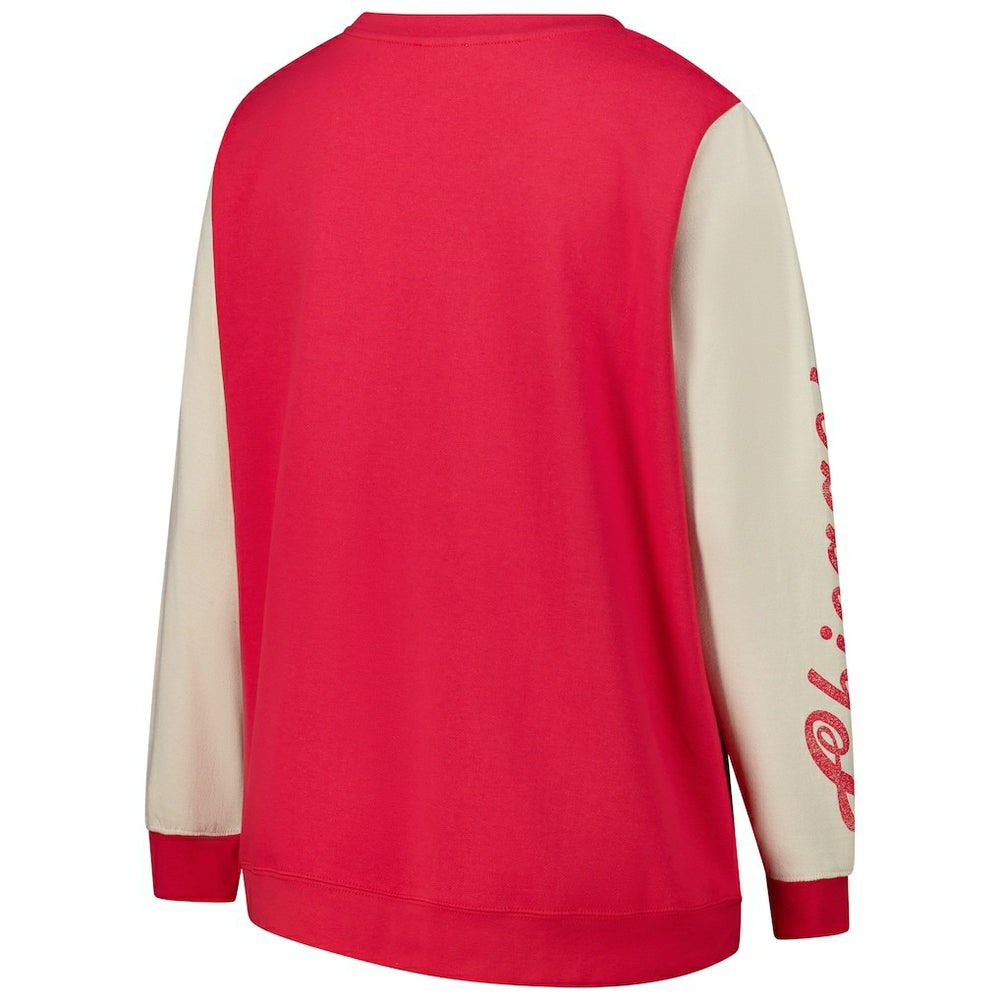 Red Chicago Bulls '47 Women's Plus Size Oversized Rise Andie Pullover Sweatshirt | NBA