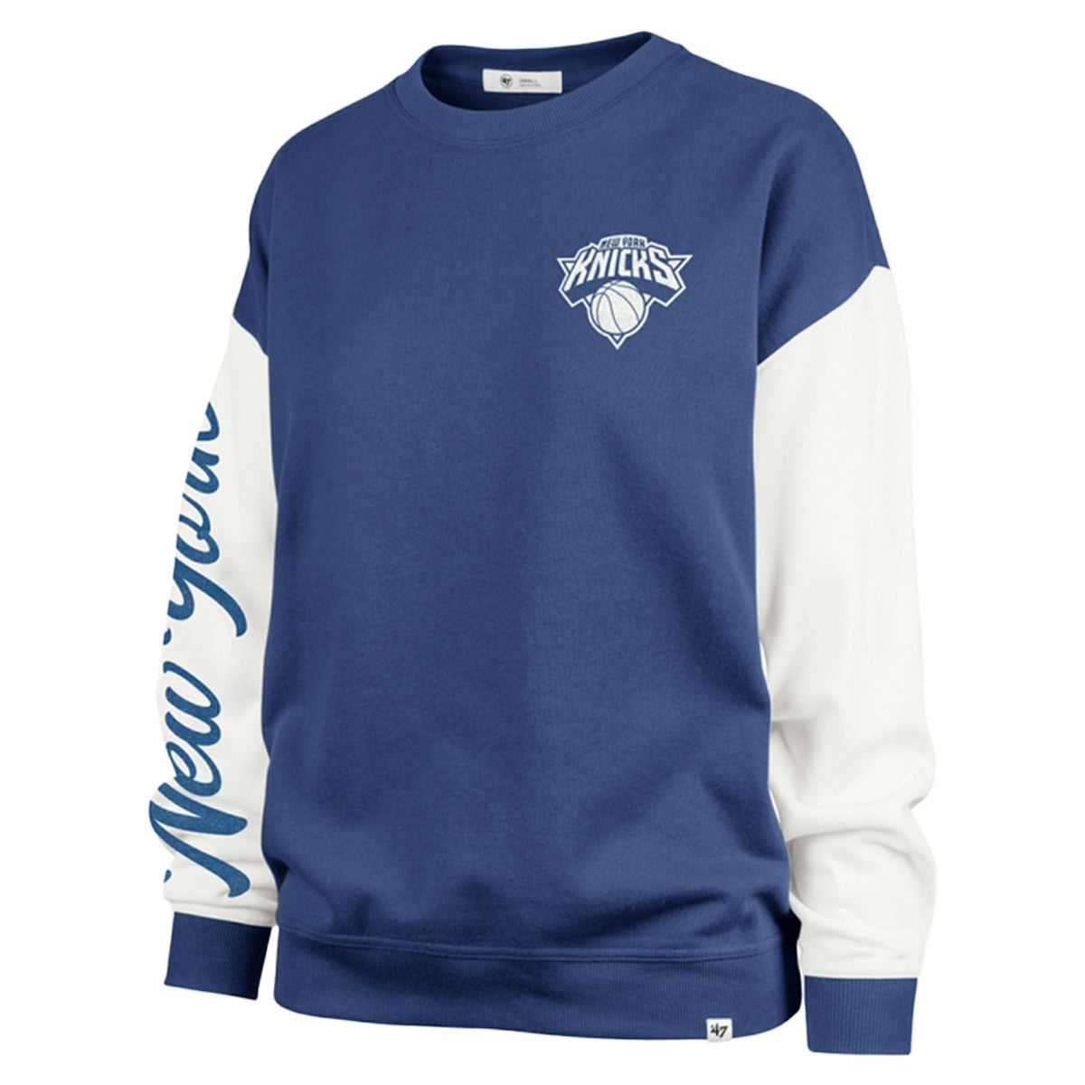 Blue New York Knicks '47 Women's Plus Size Oversized Rise Andie Pullover Sweatshirt | NBA