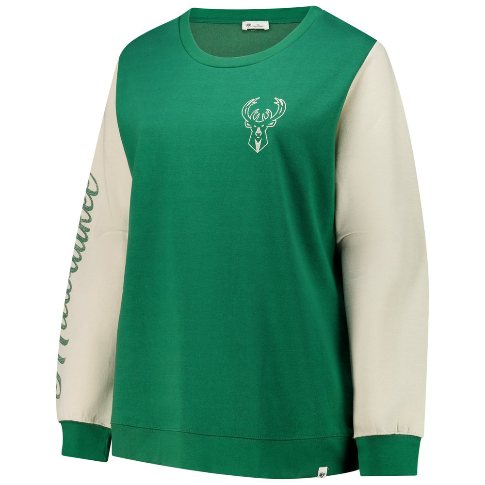 Hunter Green Milwaukee Bucks '47 Women's Plus Size Oversized Rise Andie Pullover Sweatshirt | NBA