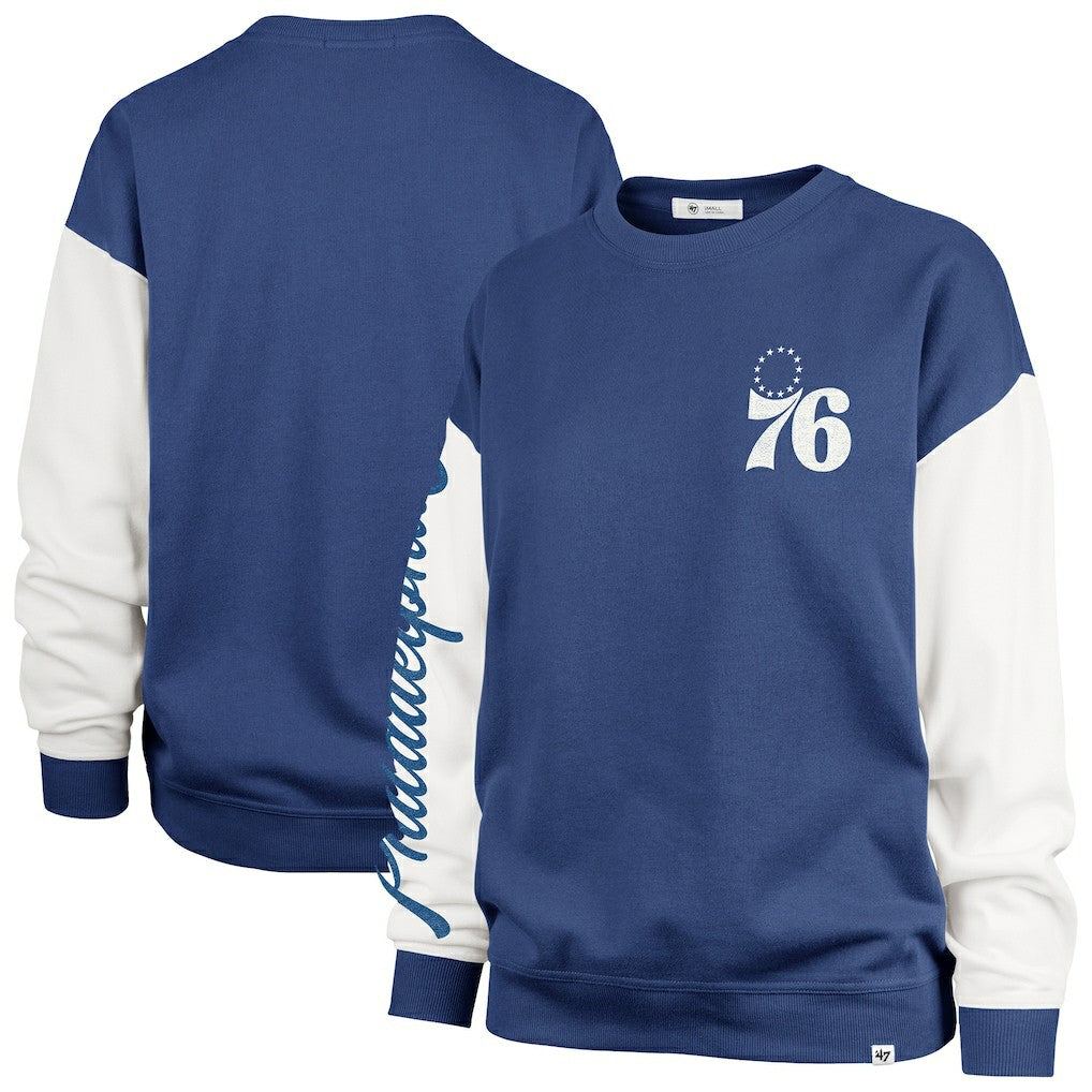 Royal Philadelphia 76ers '47 Women's Plus Size Oversized Rise Andie Pullover Sweatshirt | NBA