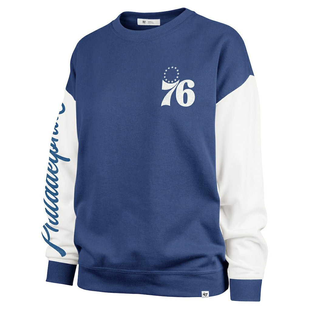 Royal Philadelphia 76ers '47 Women's Plus Size Oversized Rise Andie Pullover Sweatshirt | NBA