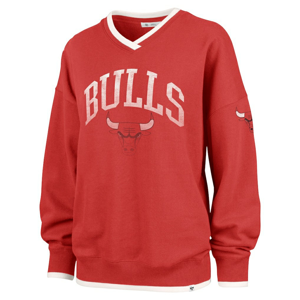 Red Chicago Bulls '47 Women's Rise Wax Pack Daze '80s Oversize Pullover Sweatshirt | NBA