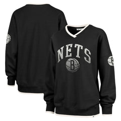 Black Brooklyn Nets '47 Women's Rise Wax Pack Daze '80s Oversize Pullover Sweatshirt | NBA
