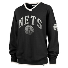 Black Brooklyn Nets '47 Women's Rise Wax Pack Daze '80s Oversize Pullover Sweatshirt | NBA