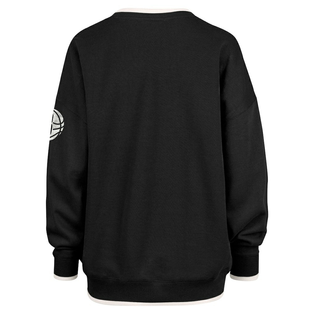 Black Brooklyn Nets '47 Women's Rise Wax Pack Daze '80s Oversize Pullover Sweatshirt | NBA