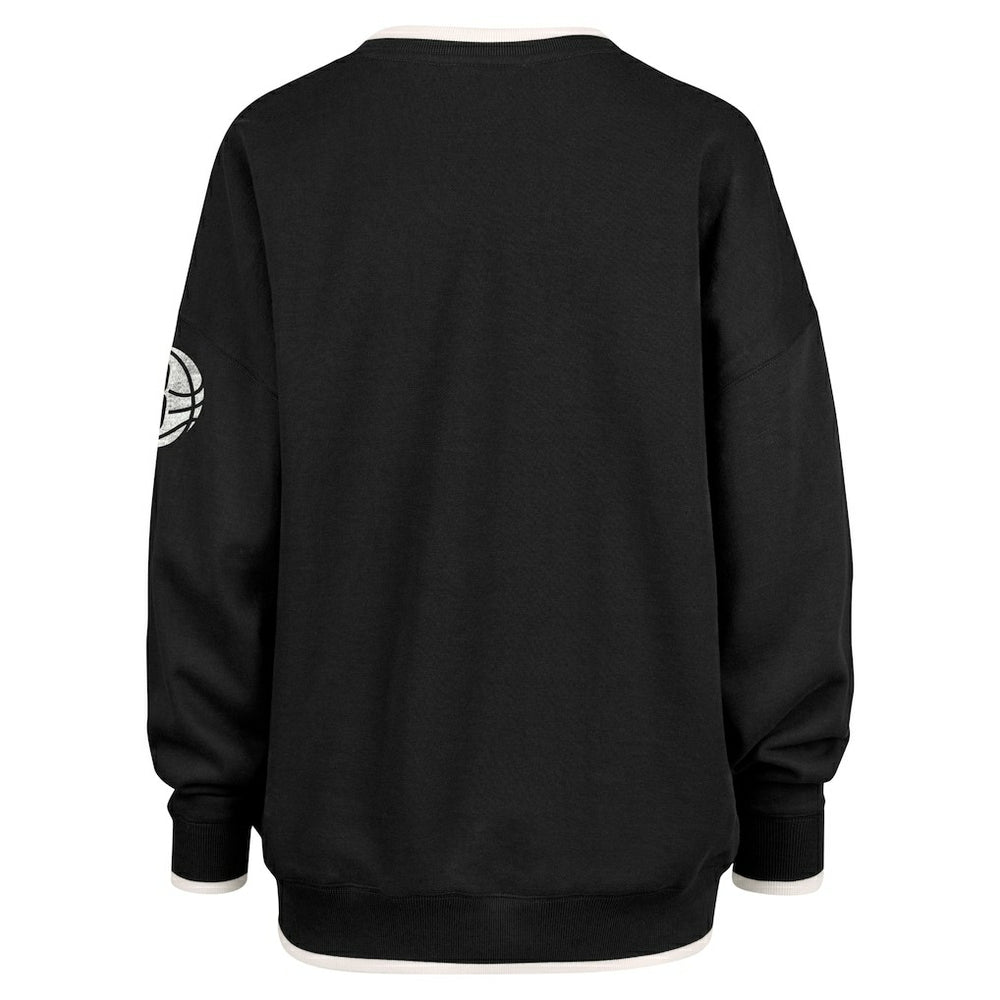 Black Brooklyn Nets '47 Women's Rise Wax Pack Daze '80s Oversize Pullover Sweatshirt | NBA
