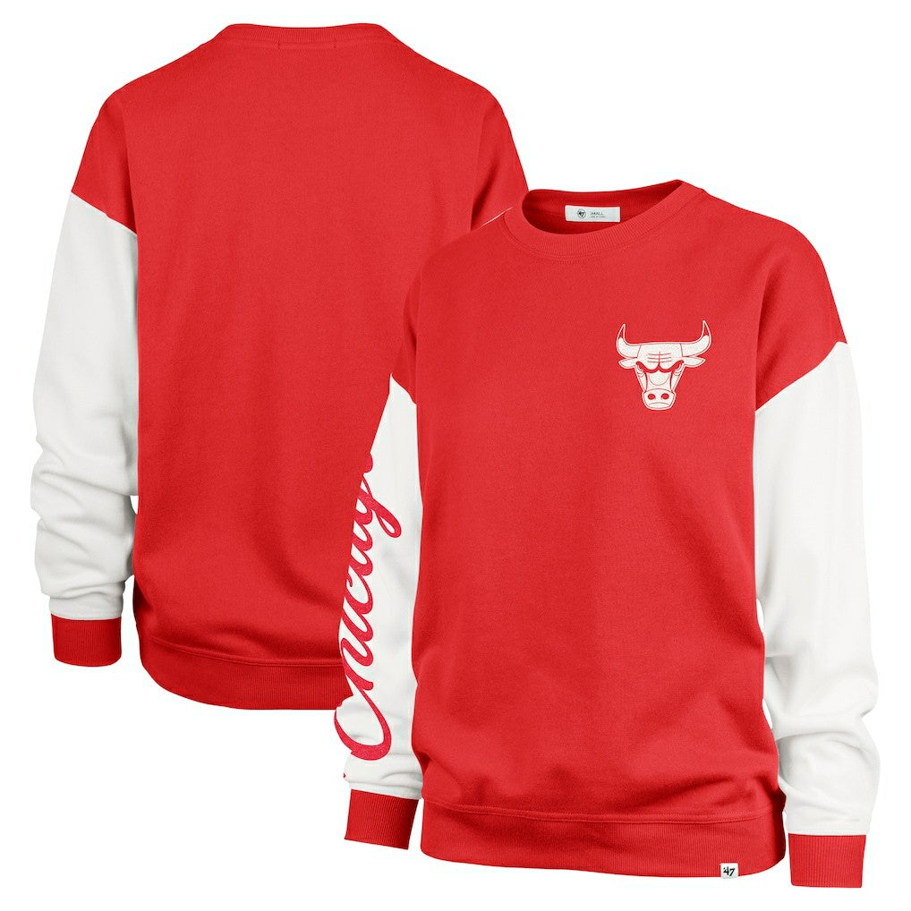Red Chicago Bulls '47 Women's Rise Andie Oversized Pullover Sweatshirt | NBA