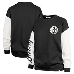 Black Brooklyn Nets '47 Women's Rise Andie Oversized Pullover Sweatshirt | NBA