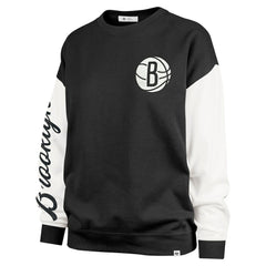 Black Brooklyn Nets '47 Women's Rise Andie Oversized Pullover Sweatshirt | NBA