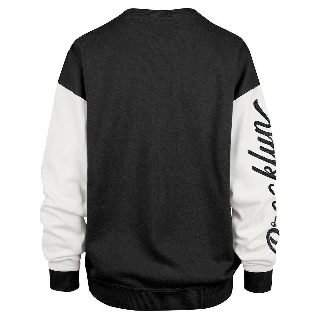 Black Brooklyn Nets '47 Women's Rise Andie Oversized Pullover Sweatshirt | NBA