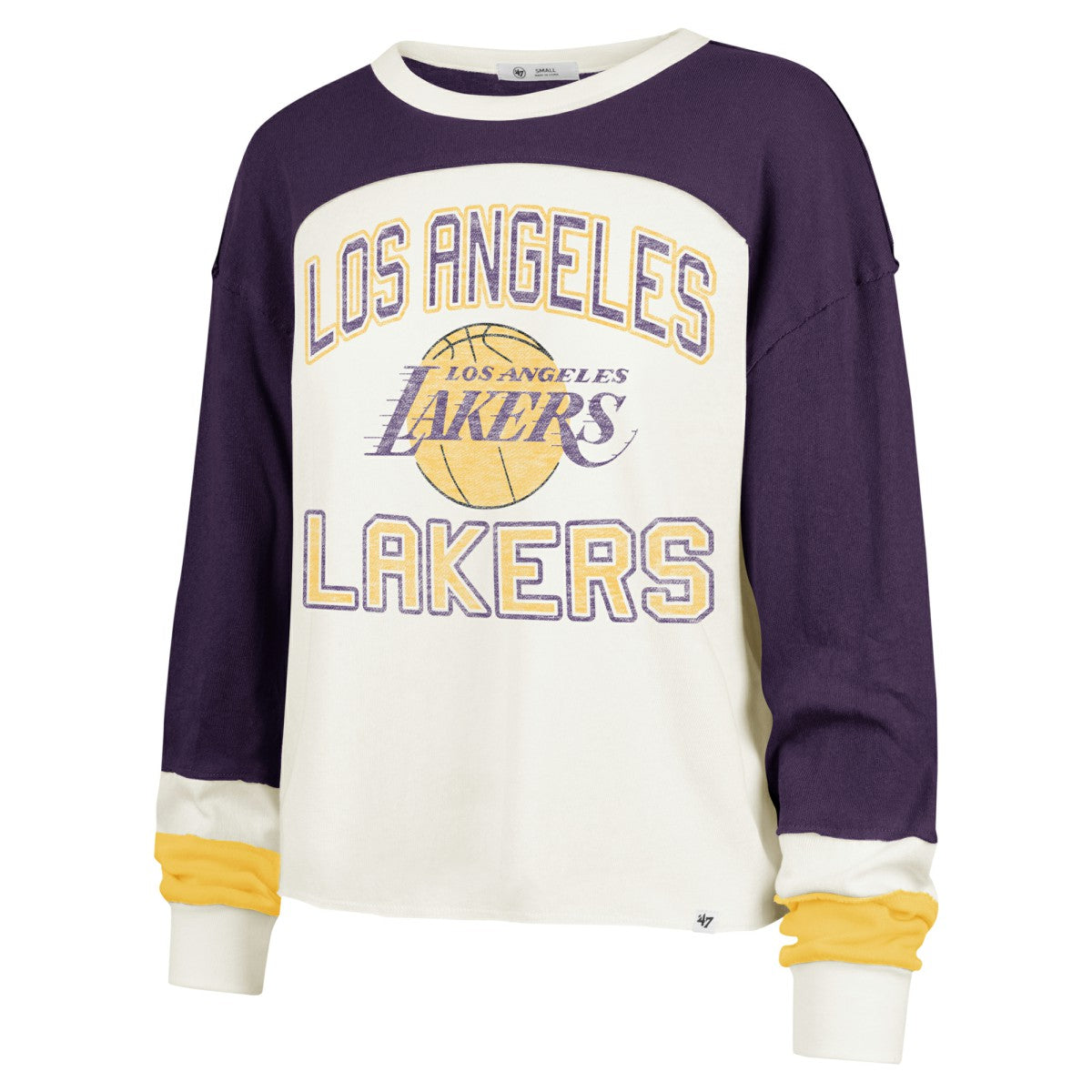 Cream Los Angeles Lakers '47 Women's Curve Raglan Long Sleeve T-Shirt | NBA