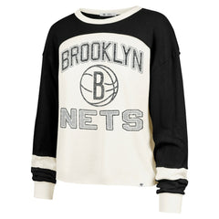 Cream Brooklyn Nets '47 Women's Curve Raglan Long Sleeve T-Shirt | NBA