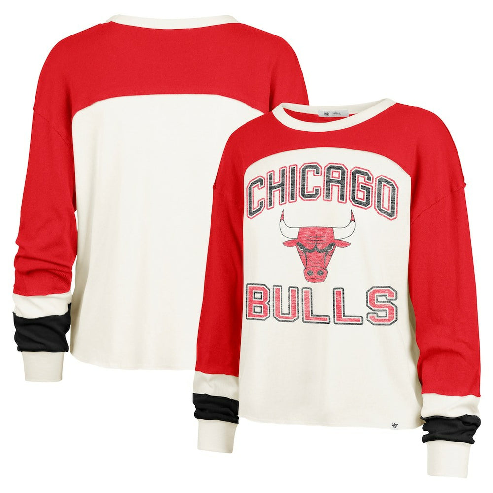 Cream Chicago Bulls '47 Women's Curve Raglan Long Sleeve T-Shirt sale | NBA