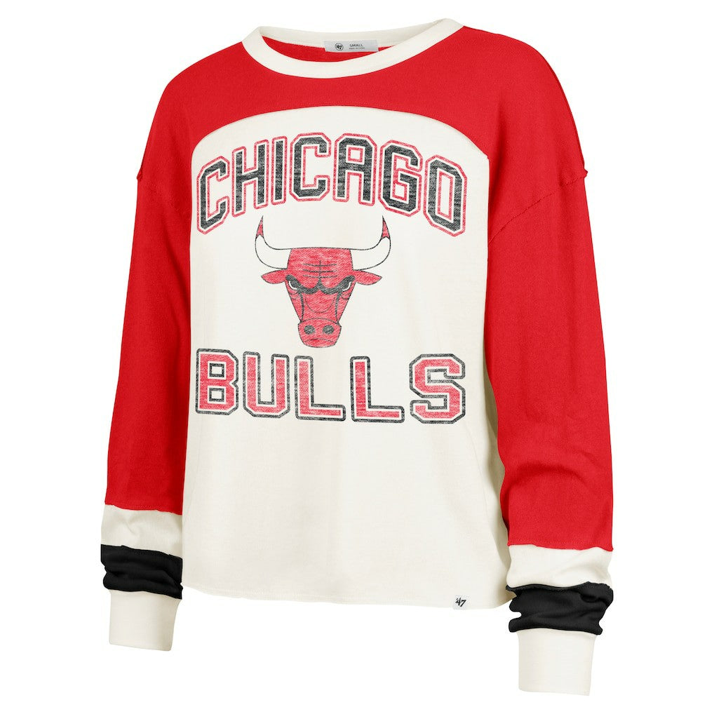 Cream Chicago Bulls '47 Women's Curve Raglan Long Sleeve T-Shirt sale | NBA