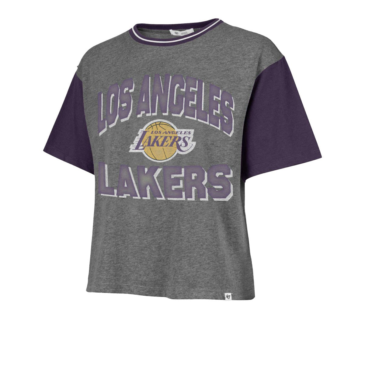 Gray Los Angeles Lakers '47 Women's Rise Clubhouse Ziggy Color Block T-Shirt | NBA