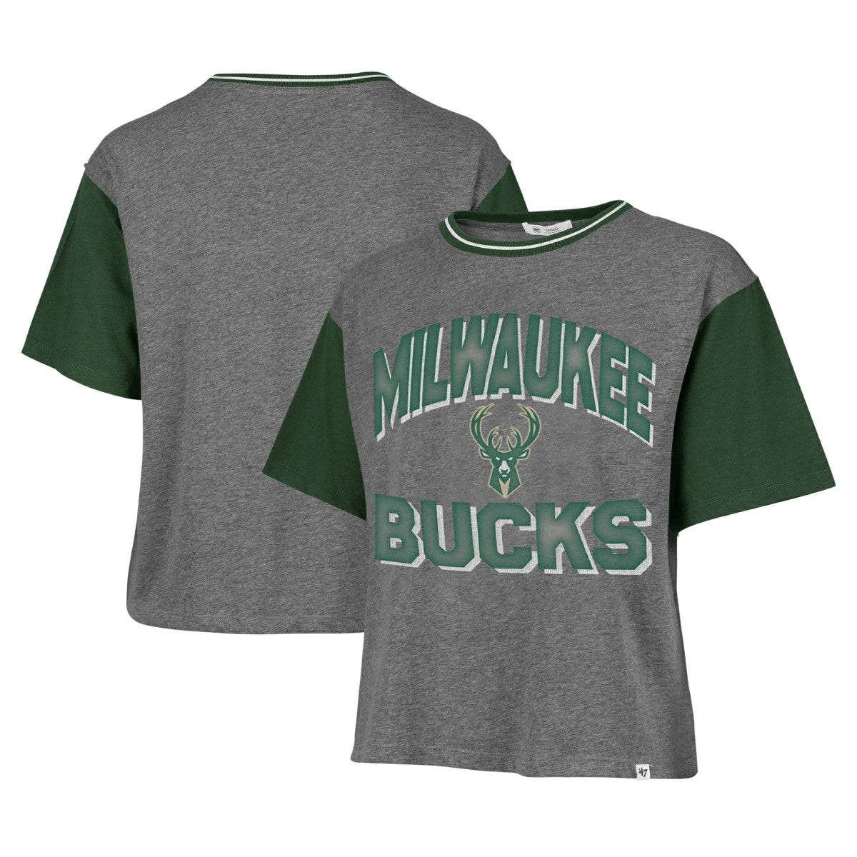 Gray Milwaukee Bucks '47 Women's Rise Clubhouse Ziggy Color Block T-Shirt | NBA