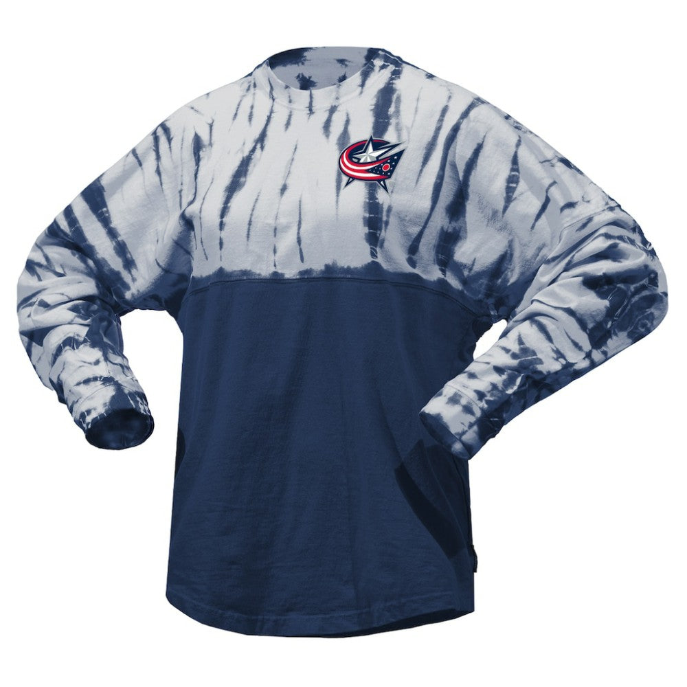 Columbus Blue Jackets Spirit Jersey Unisex Crystal Half Dye Long Sleeve T-Shirt -  NHL T-shirts