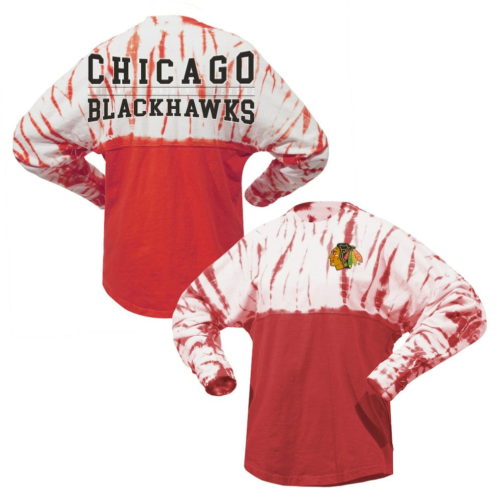 Chicago Blackhawks Spirit Jersey Unisex Crystal Half Dye Long Sleeve T-Shirt -  NHL T-shirts