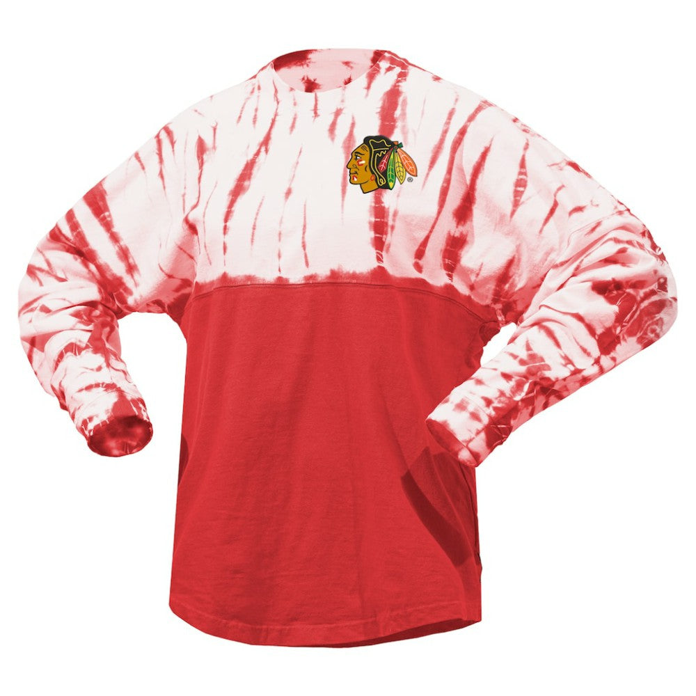 Chicago Blackhawks Spirit Jersey Unisex Crystal Half Dye Long Sleeve T-Shirt -  NHL T-shirts