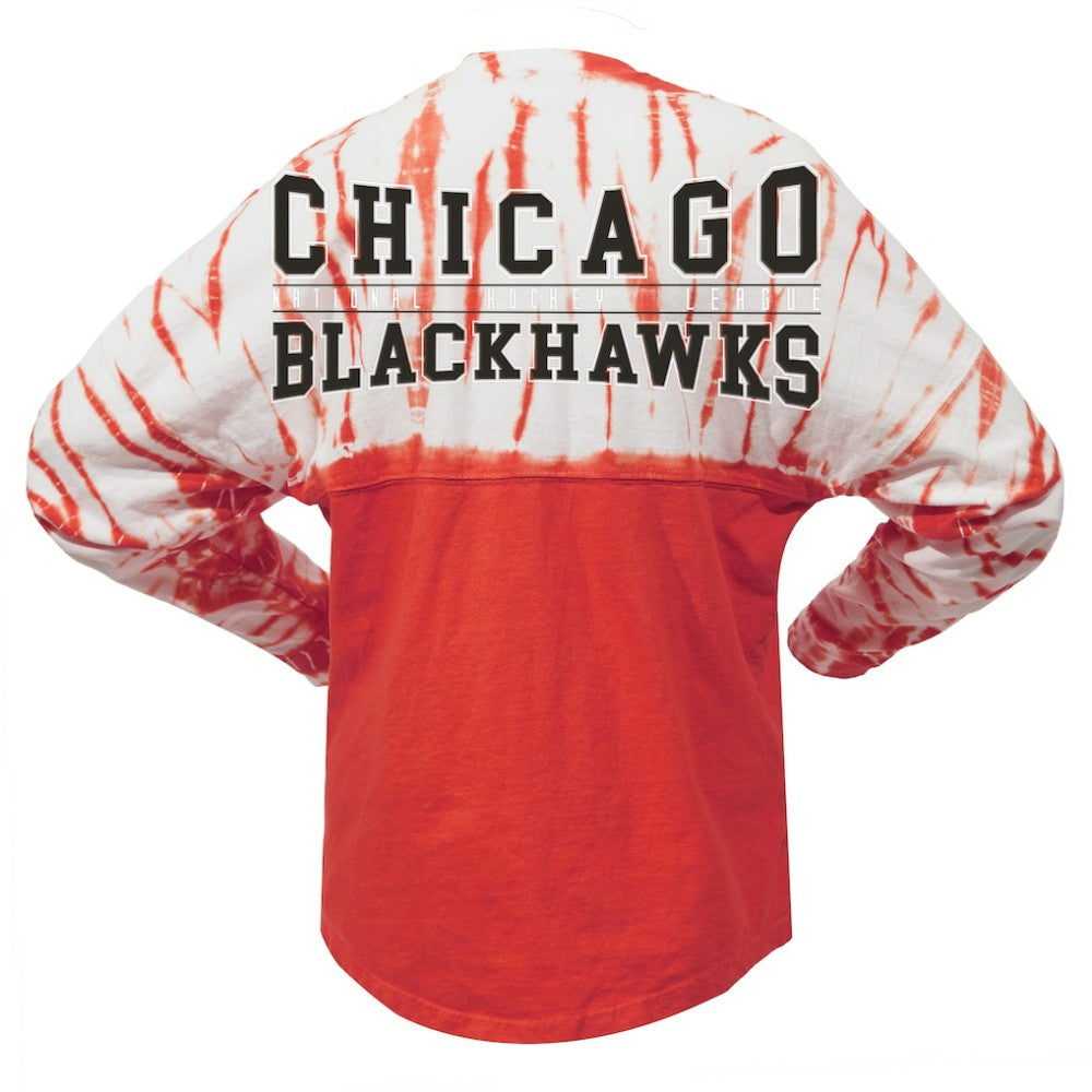 Chicago Blackhawks Spirit Jersey Unisex Crystal Half Dye Long Sleeve T-Shirt -  NHL T-shirts