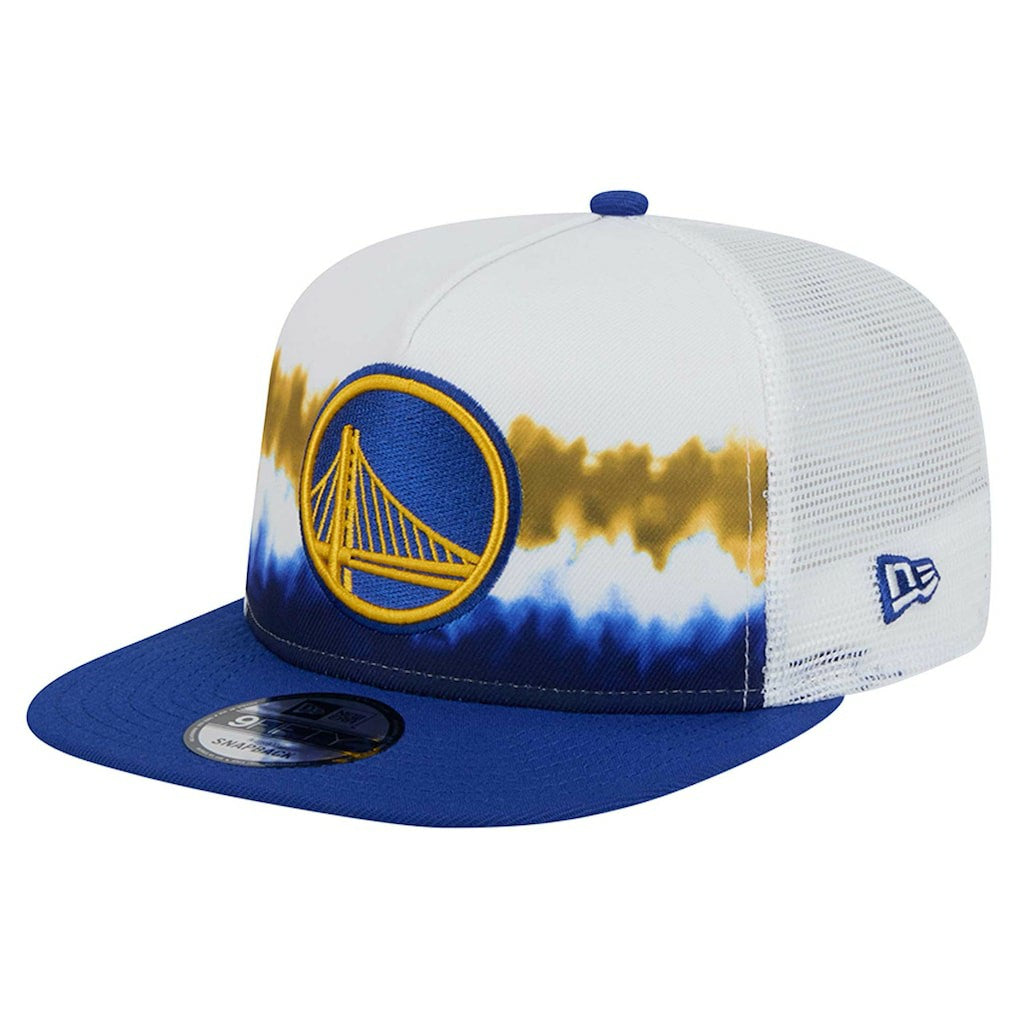 White/Royal Golden State Warriors Dip-Dye 9FIFTY A-Frame Trucker Snapback Hat sale | NBA