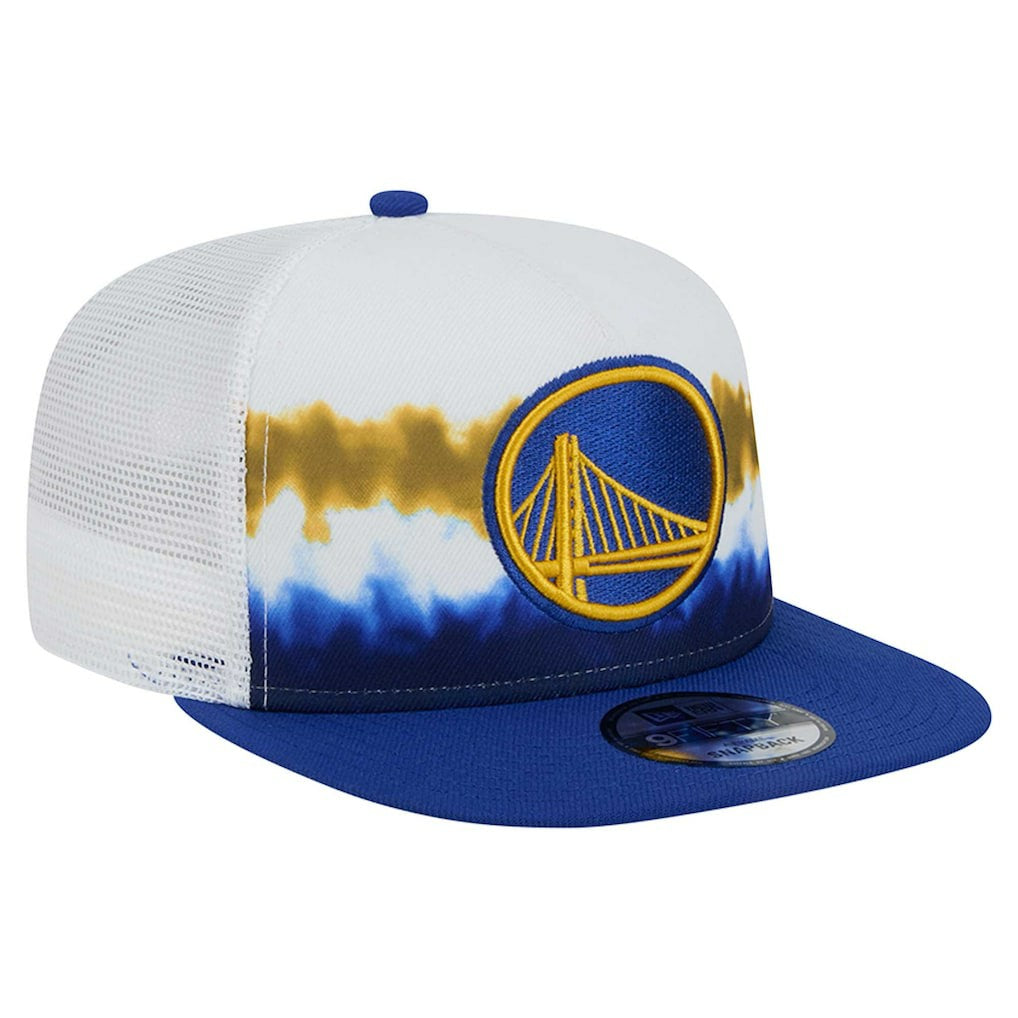 White/Royal Golden State Warriors Dip-Dye 9FIFTY A-Frame Trucker Snapback Hat sale | NBA