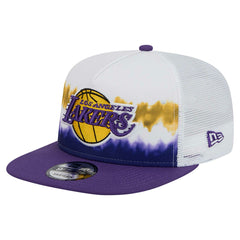 White/Purple Los Angeles Lakers Dip-Dye 9FIFTY A-Frame Trucker Snapback Hat | NBA