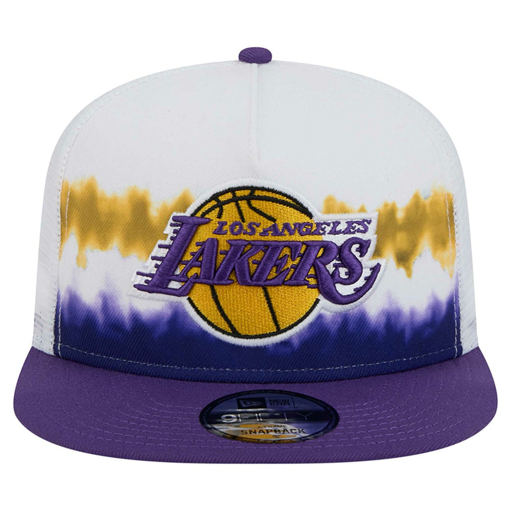 White/Purple Los Angeles Lakers Dip-Dye 9FIFTY A-Frame Trucker Snapback Hat | NBA
