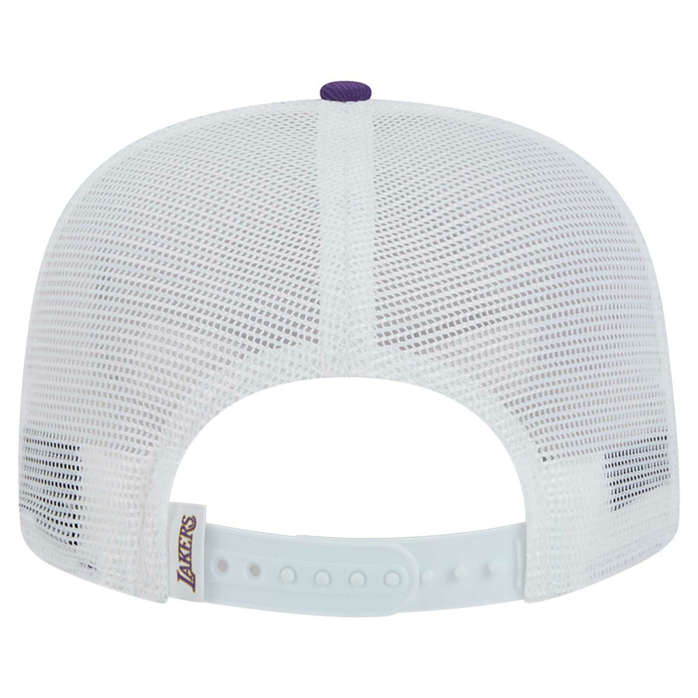 White/Purple Los Angeles Lakers Dip-Dye 9FIFTY A-Frame Trucker Snapback Hat | NBA