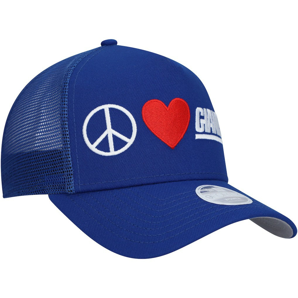 New York Giants Women's Peace & Love Trucker 9FORTY Adjustable Hat | NFL Online