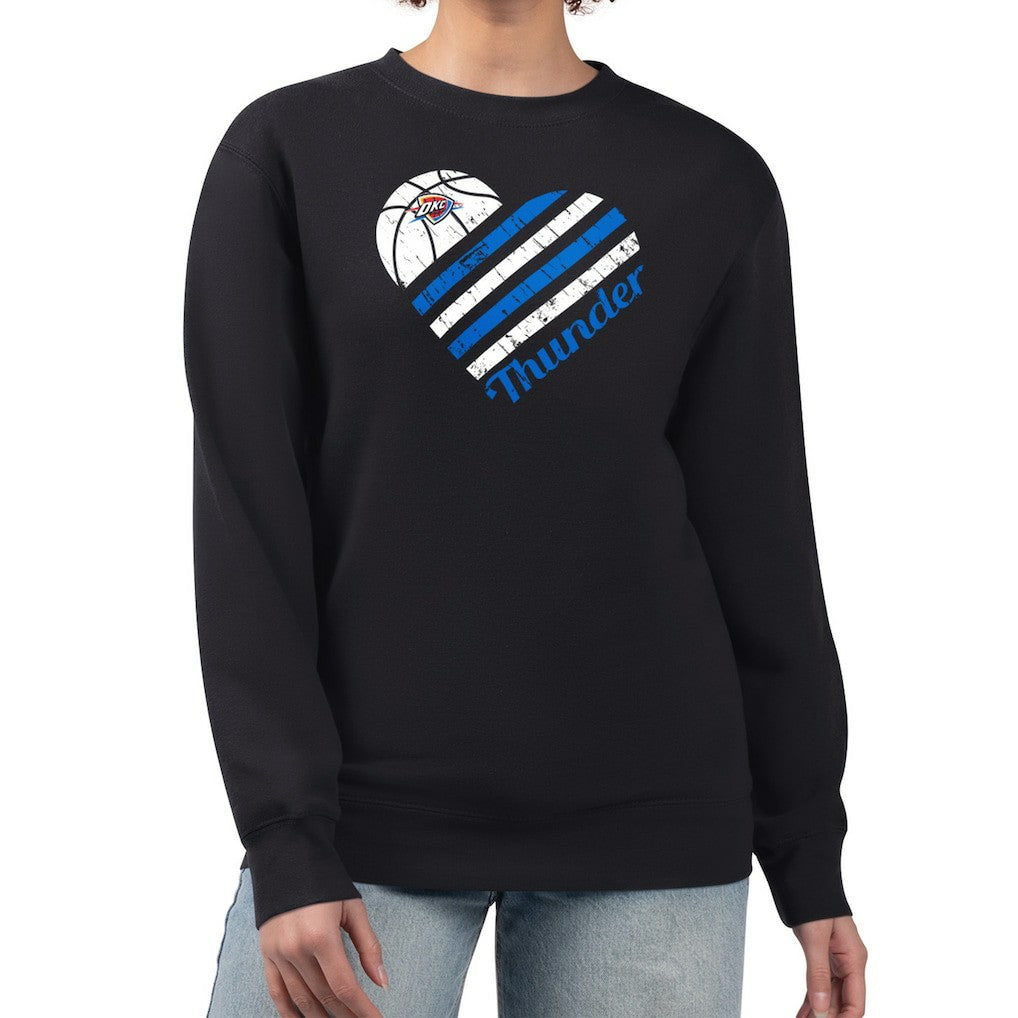 Black Oklahoma City Thunder G-III 4Her by Carl Banks Women's Heart Graphic Fleece Pullover Sweatshirt | NBA