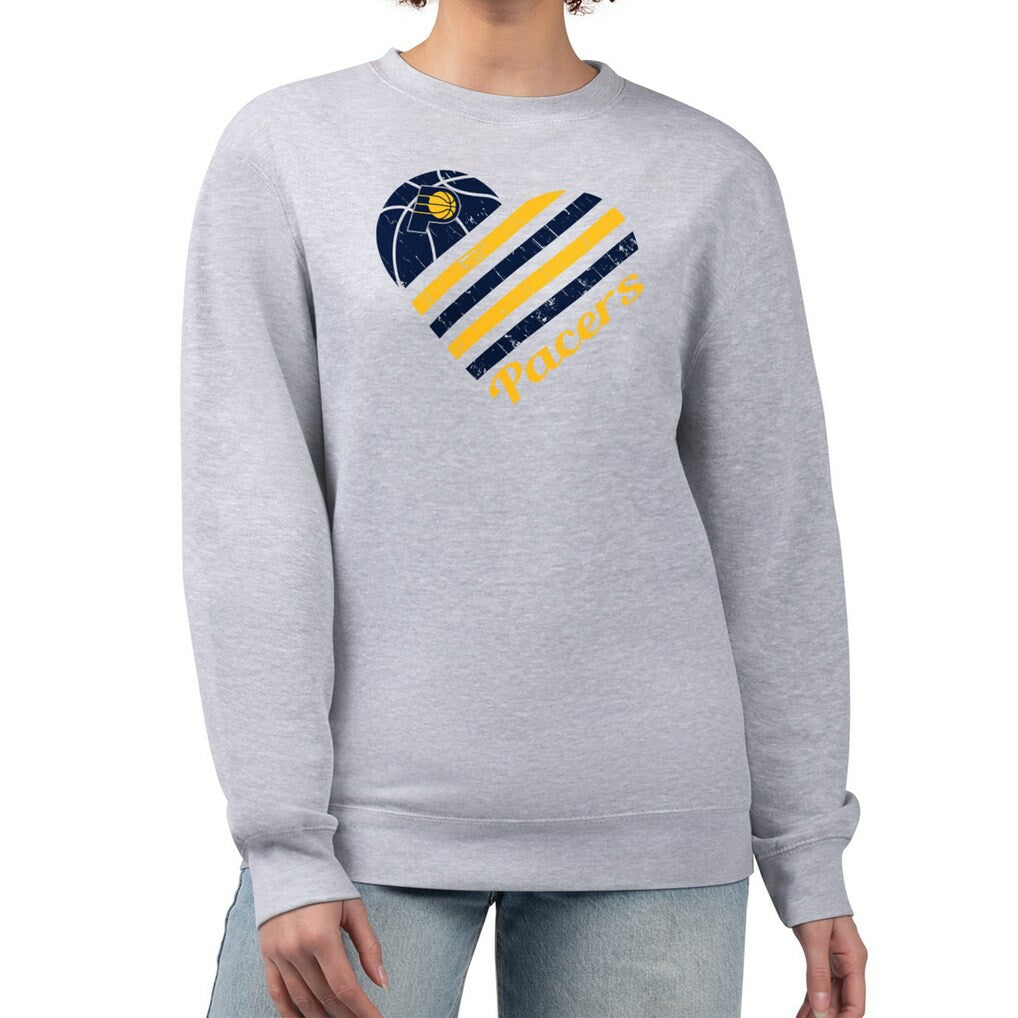 Heather Gray Indiana Pacers G-III 4Her by Carl Banks Women's Heart Graphic Fleece Pullover Sweatshirt | NBA