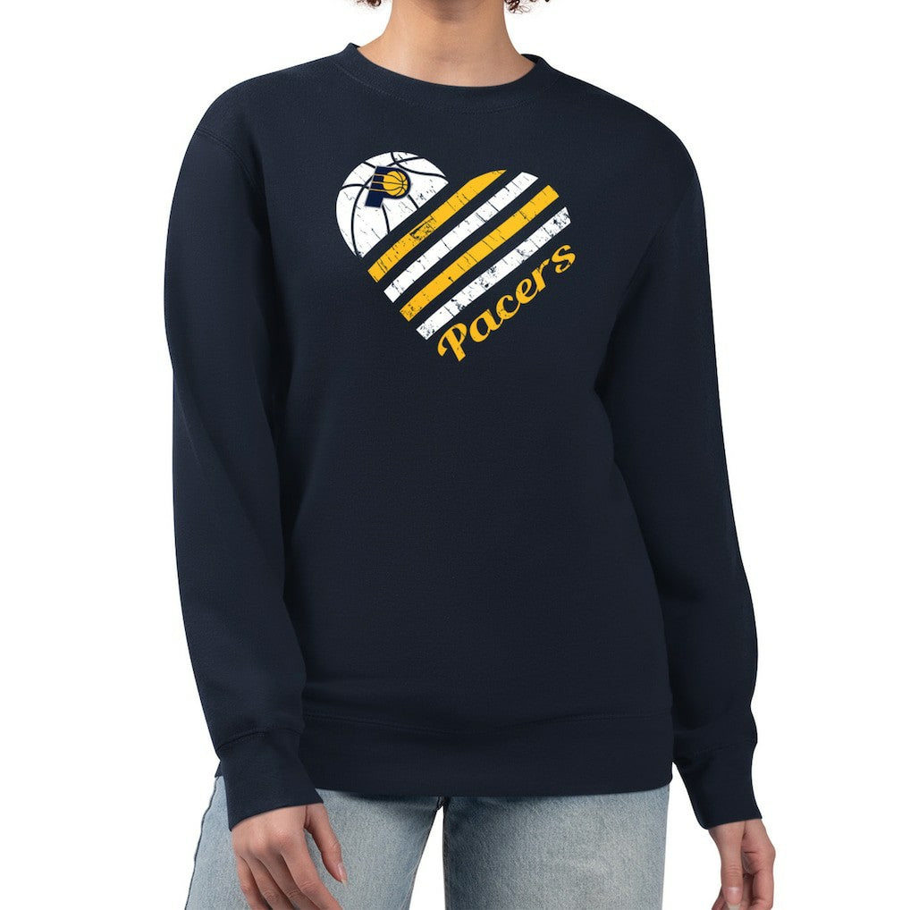 Navy Indiana Pacers G-III 4Her by Carl Banks Women's Heart Graphic Fleece Pullover Sweatshirt | NBA